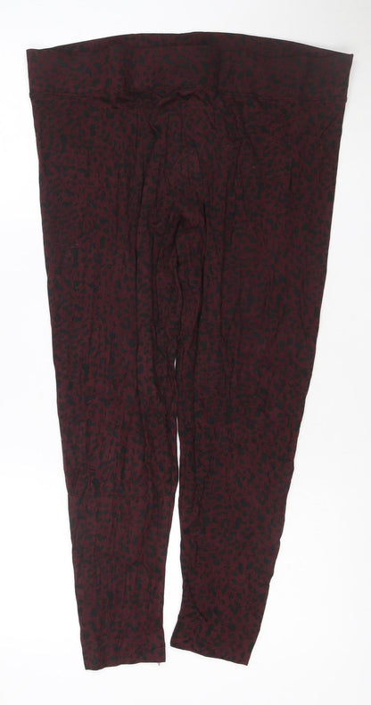 Marks and Spencer Women Burgundy Animal Print Viscose Stretch Leggings Size 20