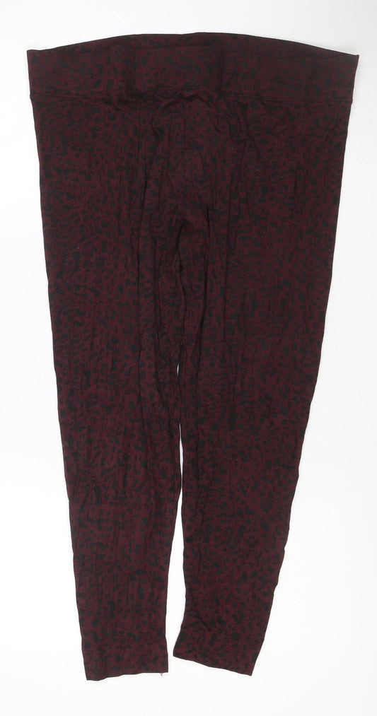 Marks and Spencer Women Burgundy Animal Print Viscose Stretch Leggings Size 20