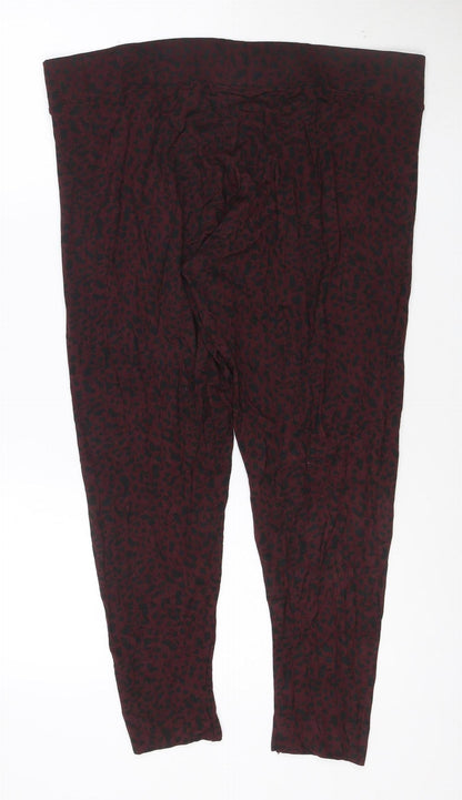Marks and Spencer Women Burgundy Animal Print Viscose Stretch Leggings Size 20