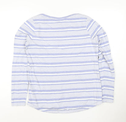 FatFace Women Blue Striped Long Sleeve Organic Cotton T-Shirt UK 10