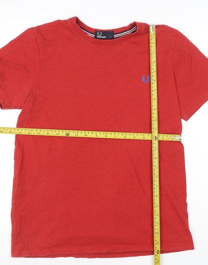 Fred Perry Men's Red Cotton Crew Neck Short Sleeve T-Shirt M