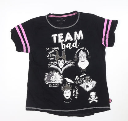 Disney Women Black L Graphic Team Bad Villains T-Shirt