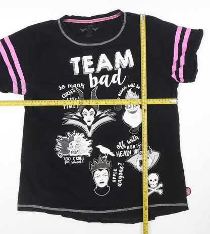 Disney Women Black L Graphic Team Bad Villains T-Shirt