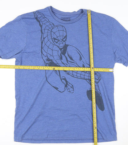 Marvel Men’s Blue Spider-Man Graphic T-Shirt Size M Regular Fit