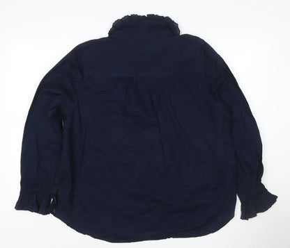 Marks and Spencer Women's Navy Long Sleeve Cotton Blouse Size 16