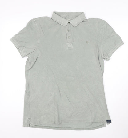 Garcia Men's Grey Cotton Polo Shirt Size L Short Sleeve Casual
