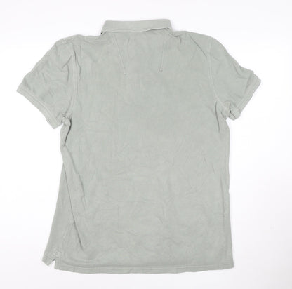 Garcia Men's Grey Cotton Polo Shirt Size L Short Sleeve Casual