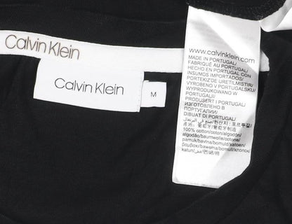 Calvin Klein Men Black Long Sleeve Cotton Logo T-Shirt M