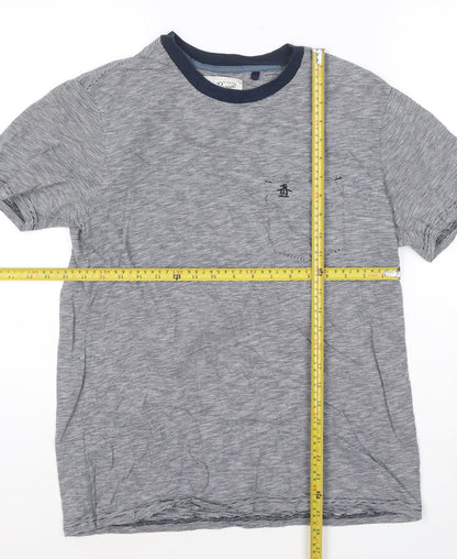 Original Penguin Men's Blue Striped Cotton Crew Neck T-Shirt M