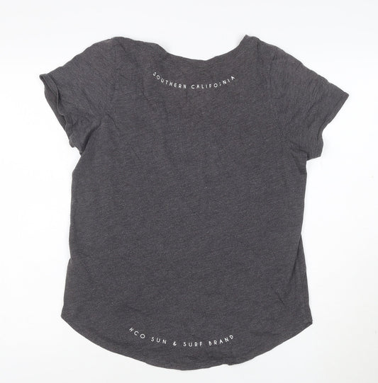 Hollister Women's Grey V-Neck Short Sleeve Cotton T-Shirt M