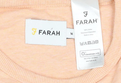 Farah Men’s Beige Cotton Crew Neck Short Sleeve T-Shirt M