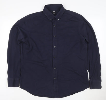 Uniqlo Men’s Blue Slim Fit Long Sleeve Button-Up Shirt XL