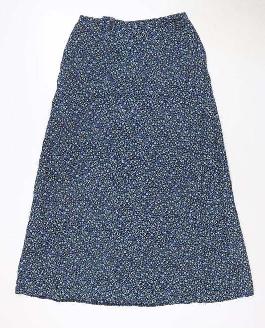 Richards Women’s Blue Floral A-Line Petites Viscose Skirt Size 12