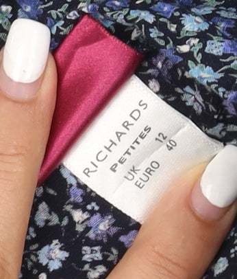 Richards Women’s Blue Floral A-Line Petites Viscose Skirt Size 12