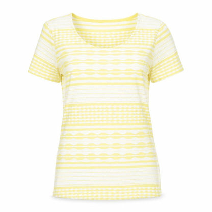 Marks & Spencer Women’s Yellow Striped Cotton T-Shirt Size 14