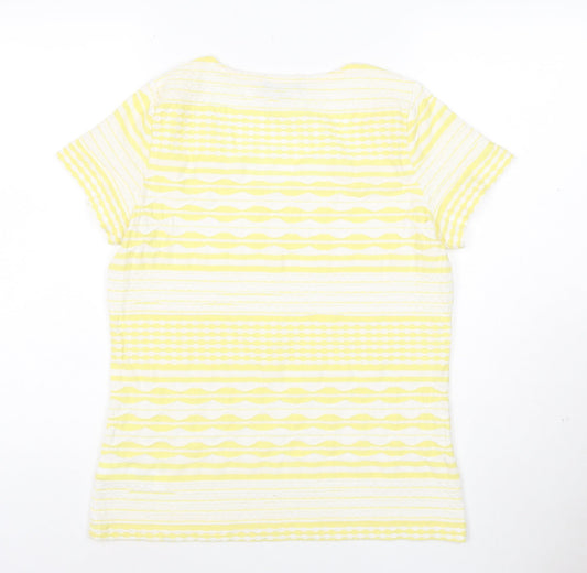 Marks and Spencer Women’s Yellow Striped Cotton T-Shirt Size 14