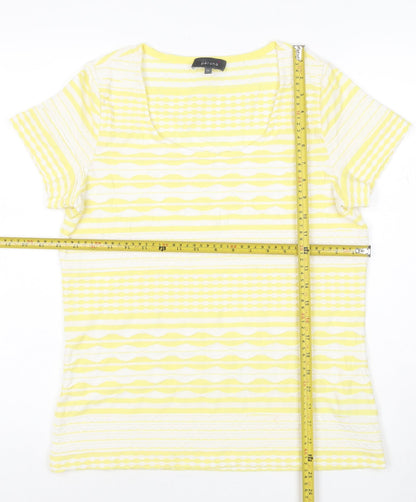 Marks and Spencer Women’s Yellow Striped Cotton T-Shirt Size 14