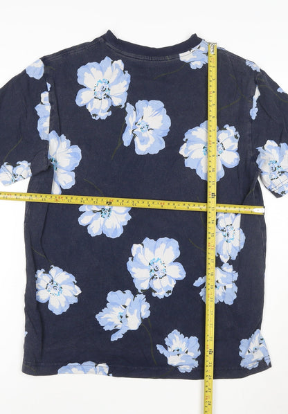 GAP Men's Blue Floral Cotton Crew Neck Short Sleeve T-Shirt Size S