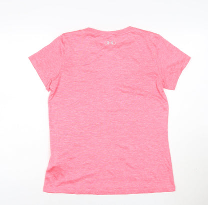 Under Armour Women Pink Loose HeatGear T-Shirt Size S