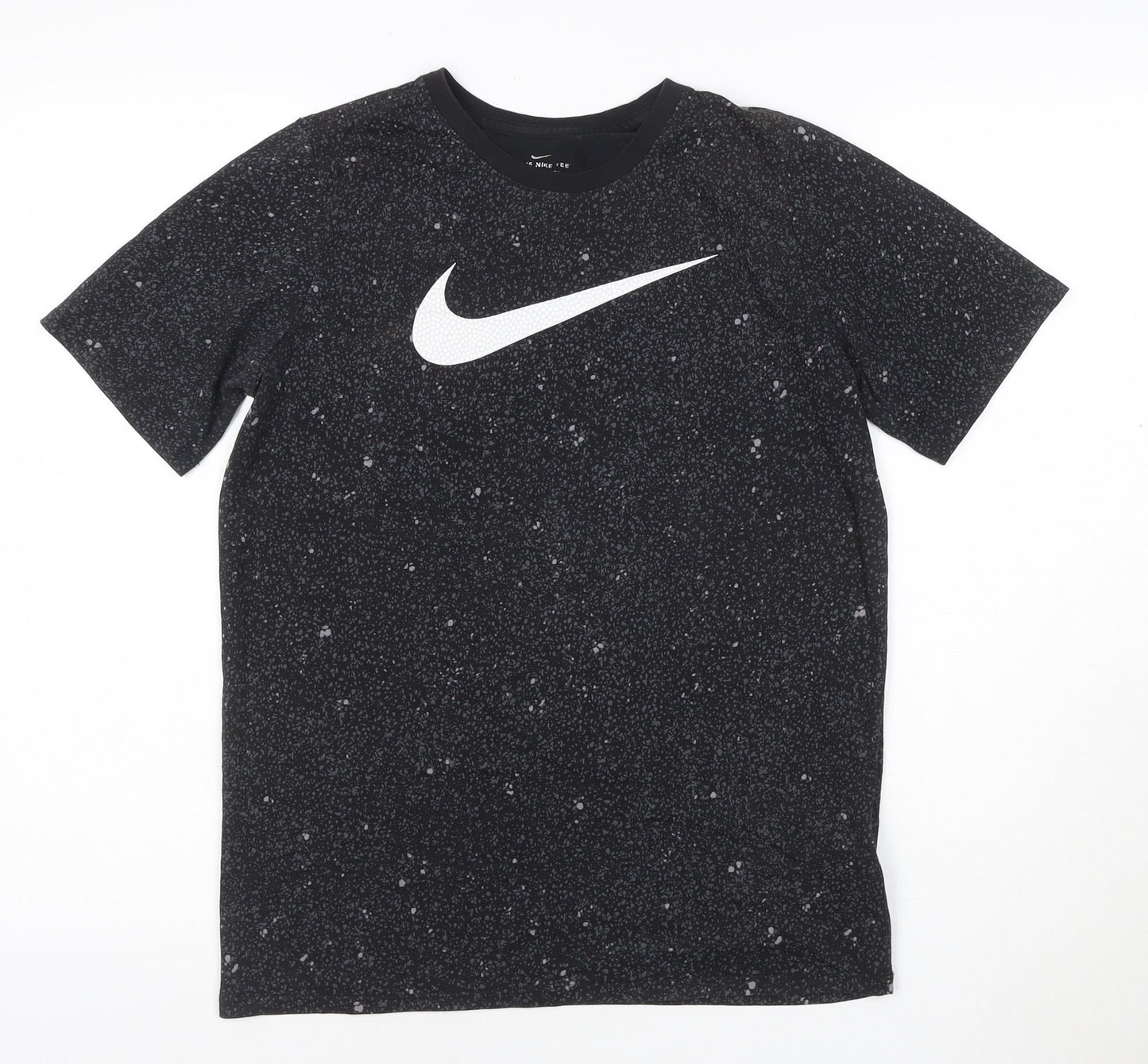 Nike Boys Black Dri-Fit Sports T-Shirt 13-14 Years Gym Training Top