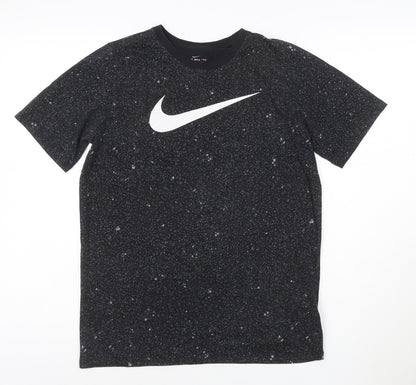 Nike Boys Black Dri-Fit Sports T-Shirt 13-14 Years Gym Training Top