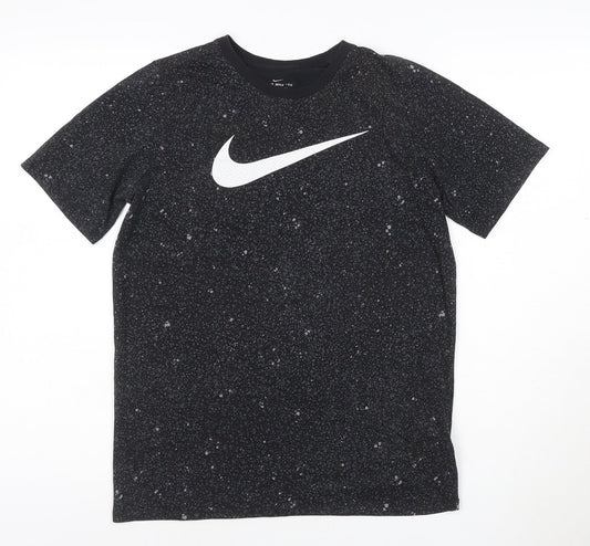 Nike Boys Black Dri-Fit Sports T-Shirt 13-14 Years Gym Training Top