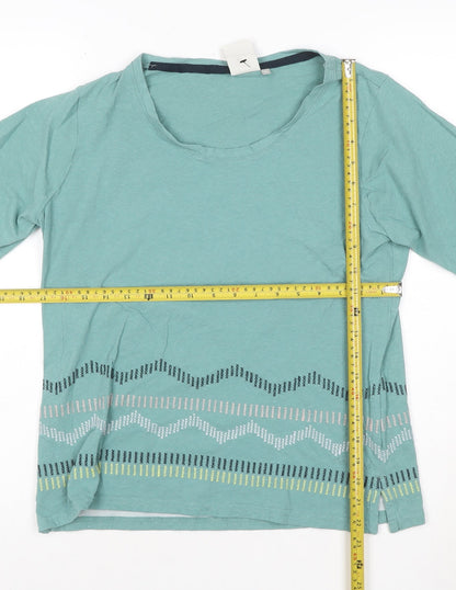 Weird Fish Womens Blue Size 12 Organic Cotton Linen T-Shirt