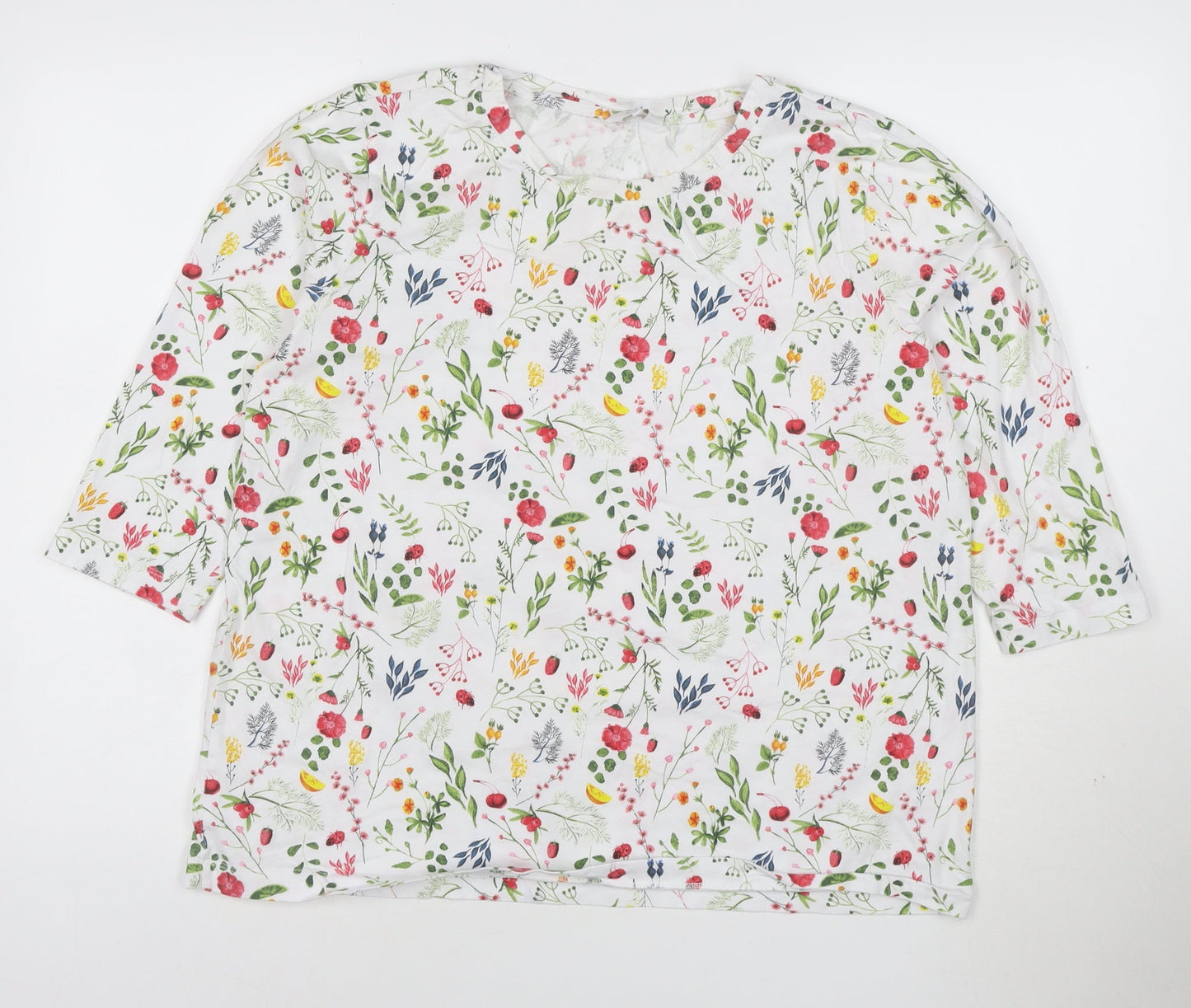 Coloin Traders Womens Multicoloured Floral Print Cotton T-Shirt Size 18