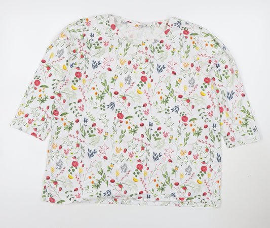 Coloin Traders Womens Multicoloured Floral Print Cotton T-Shirt Size 18