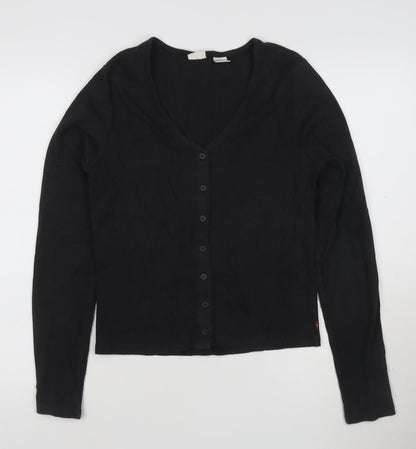 Levi's Women's Black V-Neck Long Sleeve Button-Up Top Size M
