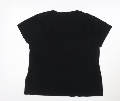 DKNY Jeans Women's Black Sequin Logo T-Shirt Size XL