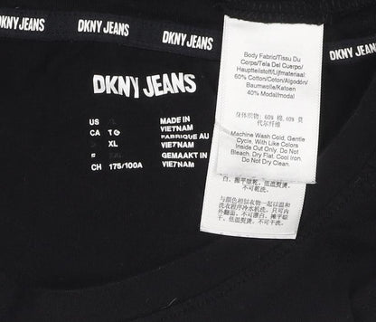 DKNY Jeans Women's Black Sequin Logo T-Shirt Size XL