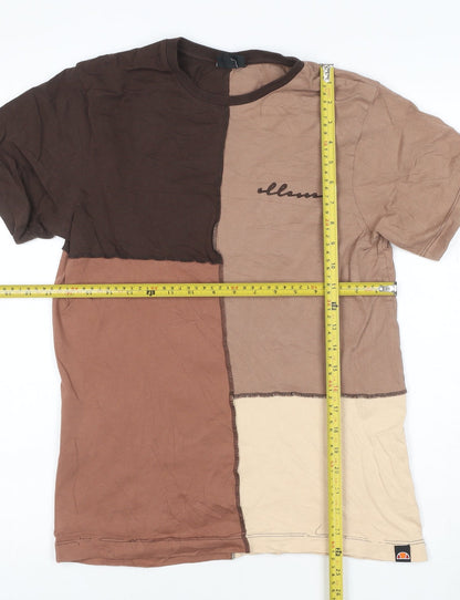 Ellesse Women's Brown Colourblock Cotton T-Shirt UK 8