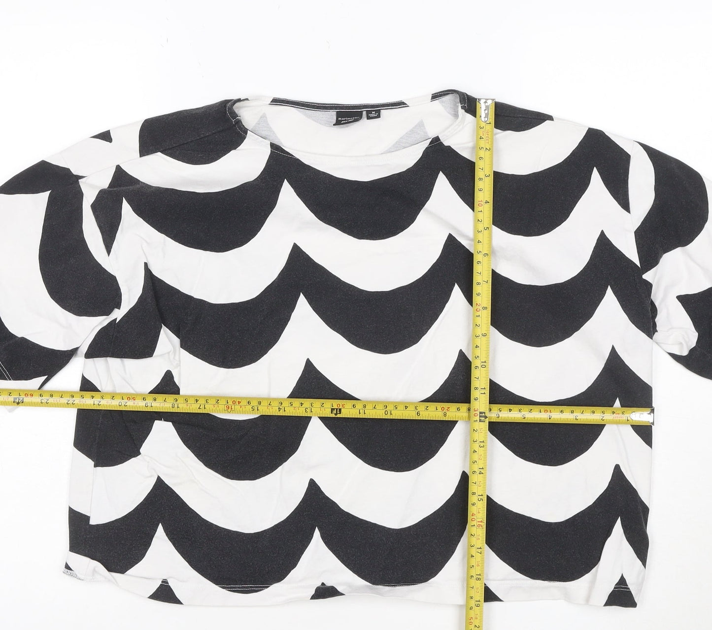 Uniqlo Marimekko Womens Black White M Cotton Patterned T-Shirt