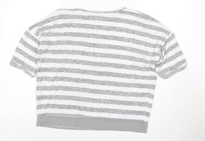 Maison de Nimes Women’s Grey Striped Relaxed Jersey T-Shirt Size 10