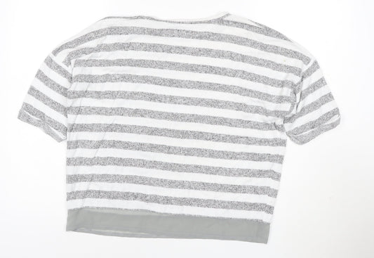 Maison de Nimes Women’s Grey Striped Relaxed Jersey T-Shirt Size 10