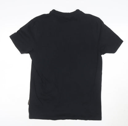 Napapijri Men's Black Logo Flag Cotton T-Shirt Size M