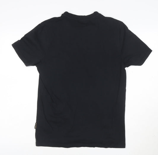 Napapijri Men's Black Logo Flag Cotton T-Shirt Size M