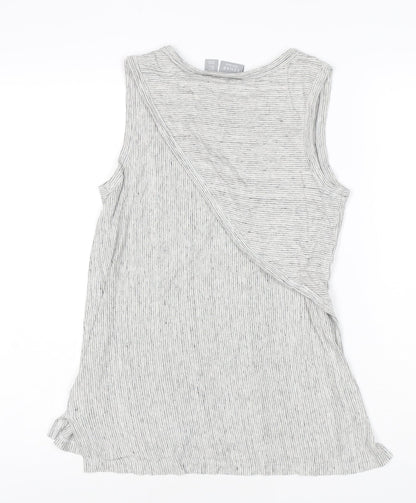Kenar Women Grey Linen Sleeveless Striped Tank Top Size S