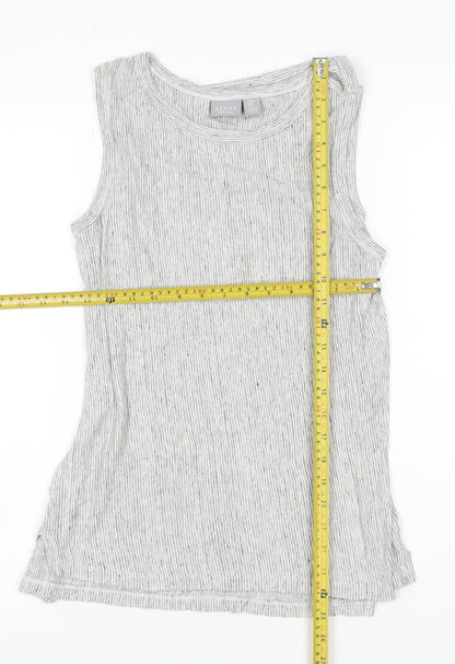 Kenar Women Grey Linen Sleeveless Striped Tank Top Size S