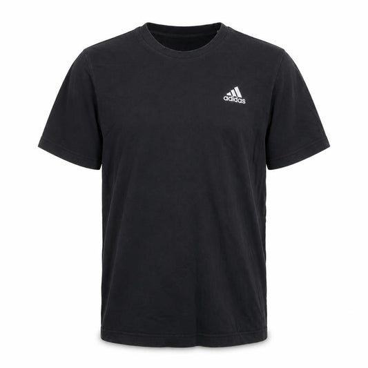 Front view of Adidas Men's Black Crew Neck Cotton Short Sleeve T-Shirt M