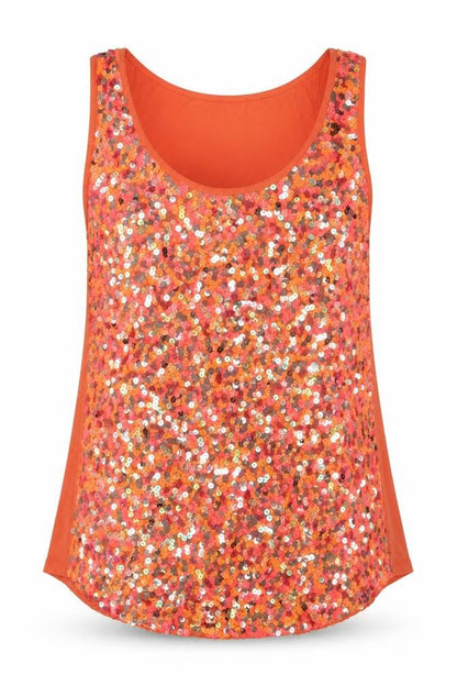 Red Herring Women's Orange Sequin Tank Top Size 16 Viscose