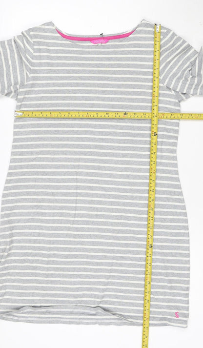 Joules Women’s Grey Striped 3/4 Sleeve Cotton Shift Dress Size 14