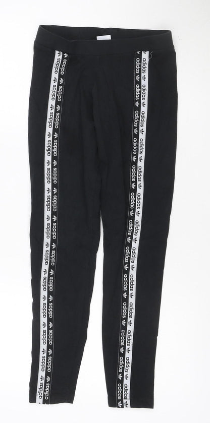 Adidas Women's Black Leggings Size 8 Side Stripe Slim Fit Activewear