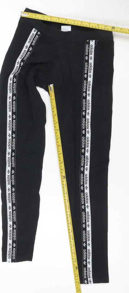 Adidas Women's Black Leggings Size 8 Side Stripe Slim Fit Activewear