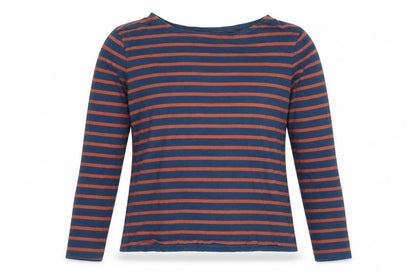 Seasalt Women Blue Striped Nautical Long Sleeve Cotton T-Shirt Size 10