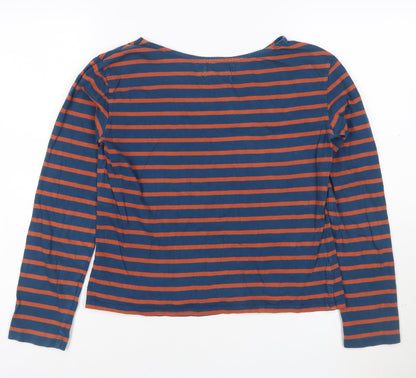 Seasalt Women Blue Striped Nautical Long Sleeve Cotton T-Shirt Size 10
