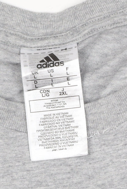 Adidas Men’s Grey Cotton Crew Neck Short Sleeve T-Shirt L