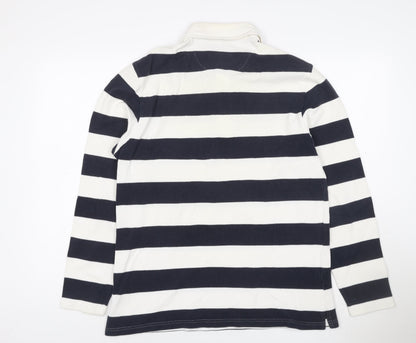 Blue Harbour Men's Navy White Striped Long Sleeve Polo Shirt M