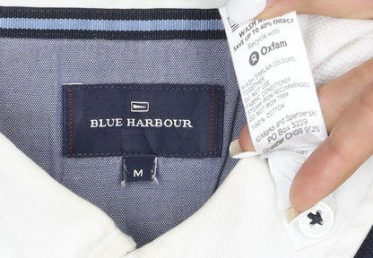 Blue Harbour Men's Navy White Striped Long Sleeve Polo Shirt M